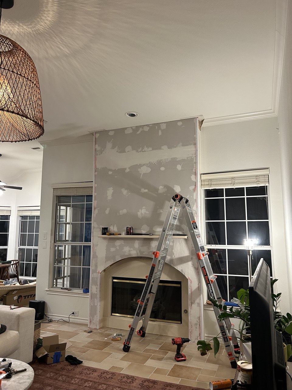 Original fireplace area before renovation